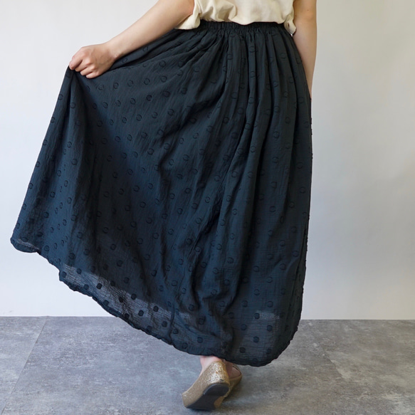 夏季長裙/圓點黑/遠州紡織 第3張的照片
