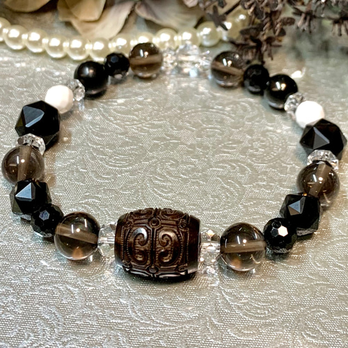 強力☆悪念払いブレスレット〜モリオン オニキス 黒檀 スモーキー