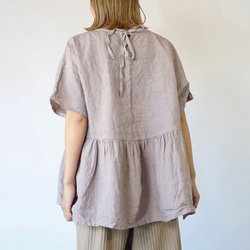 亞麻縮褶襯衫/粉米色/enshu 紡織 第3張的照片