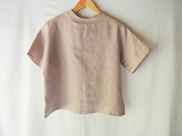古董淡紫色粉紅色亞麻 T 卹襯衫 第3張的照片