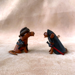 どうぶつの森-犬-(黒侍/ウエスタンカウボーイ)の形-本革 ベジタブルタンニン鞣しのレザーキーホルダー 2枚目の画像