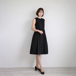 [不太隨意的夏裝◎]不同材質的領子自然連衣裙[黑色] 第1張的照片