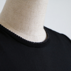 [不太隨意的夏裝◎]不同材質的領子自然連衣裙[黑色] 第9張的照片
