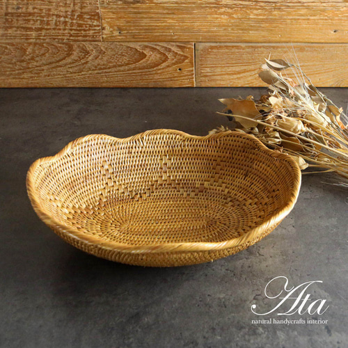 ◇翌日出荷◇ 花びらのようなフチが可愛いみかんかご♪ 編みかご 小物