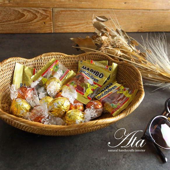 花びらのようなフチが可愛いみかんかご♪楕円の皿 バスケット 編みかご 小物入れ 野菜かご お菓子 Ａ１６ 9枚目の画像