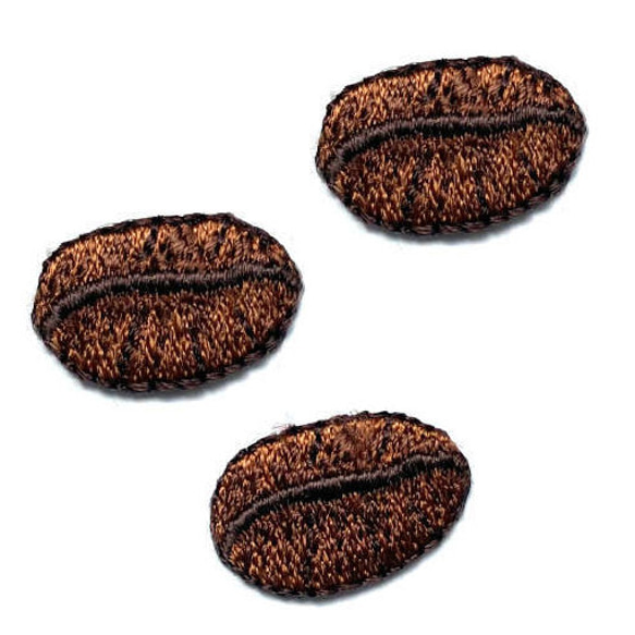 アップリケワッペン コーヒー豆3枚 UI   W-2146 カフェ アイロン接着 喫茶店 1枚目の画像
