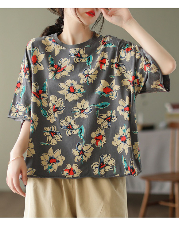 コットン95％ 夏用 半袖 ニット Tシャツ サマー セーター 透かし編みニット Tシャツ オリジナル 半袖 Tシャツ 8枚目の画像