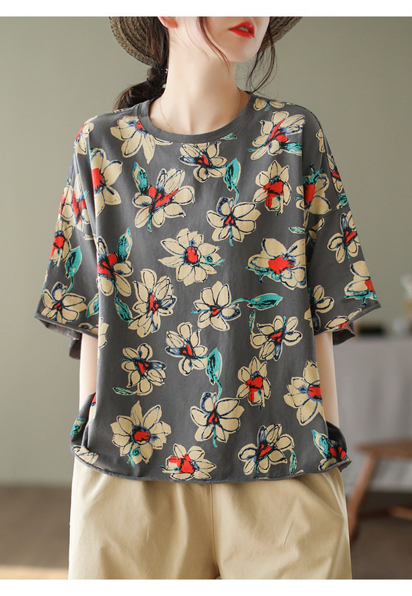 コットン95％ 夏用 半袖 ニット Tシャツ サマー セーター 透かし編みニット Tシャツ オリジナル 半袖 Tシャツ 11枚目の画像