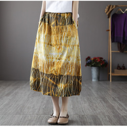 花柄スカート丈 フレアスカート プリーツスカート ギャザー スカート グリーン スカート 可愛い スカート 6枚目の画像