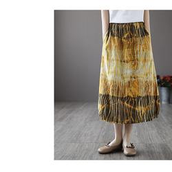 花柄スカート丈 フレアスカート プリーツスカート ギャザー スカート グリーン スカート 可愛い スカート 7枚目の画像