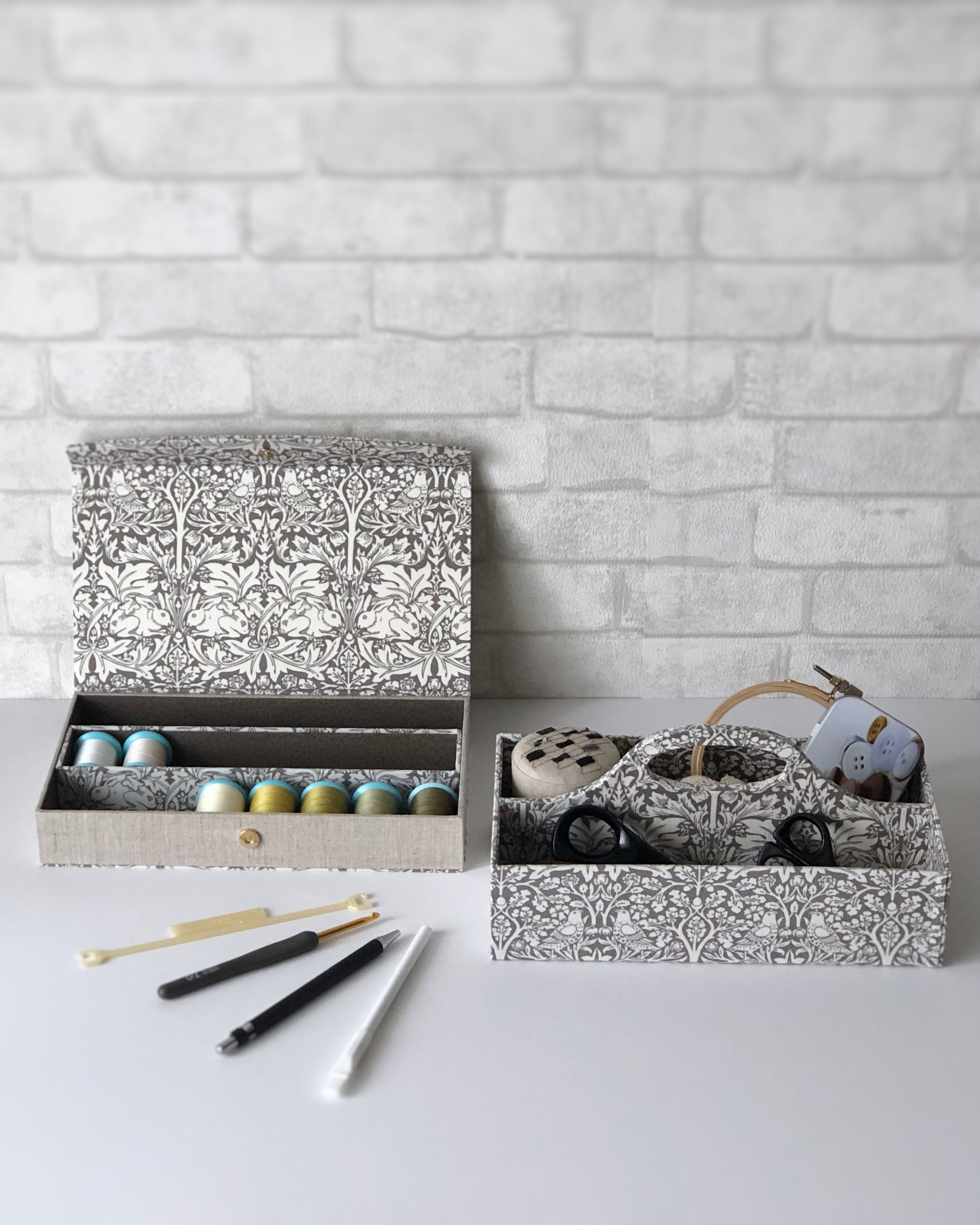 裁縫道具箱セット〈カルトナージュ〉ブラザーラビット柄