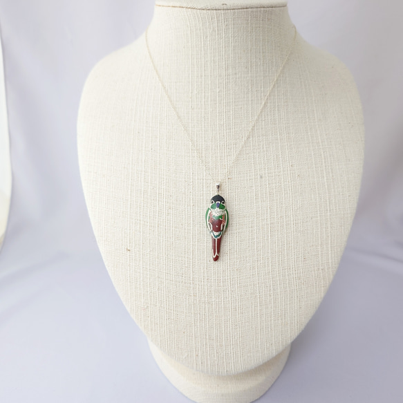 ウロコインコ 漆ネックレス（sv） 5枚目の画像