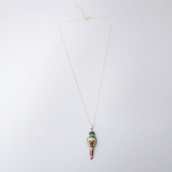 ウロコインコ 漆ネックレス（sv） 4枚目の画像