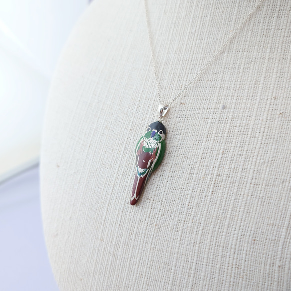 ウロコインコ 漆ネックレス（sv） 6枚目の画像