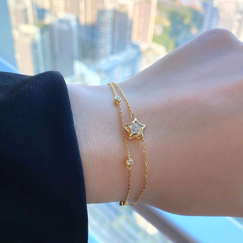 韓国ファッション】シルバーブレスレット 星ブレスレット シンプルで