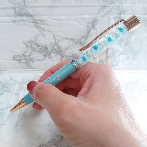 ハーバリウムボールペン　ランダム 気分爽快 ハーバリウムボールペン ラムネ色 名入れ可能 ギフト