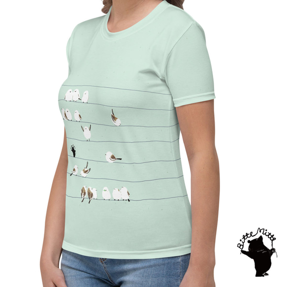 Tシャツ 半袖 レディース 女性 全面プリント シマエナガ かわいい 3枚目の画像
