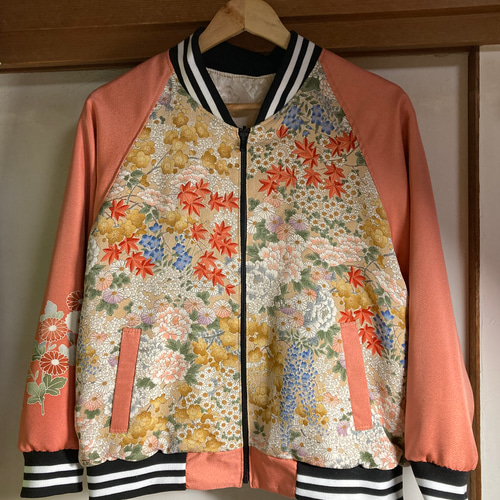 オーダー品】着物リメイクスカジャン リバーシブル 花柄 ジャケット