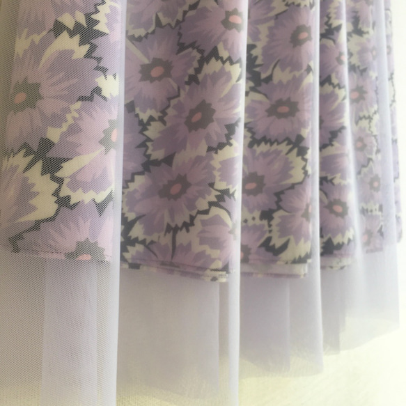 ★リバティプリント★《Firecracker Floral》チュールスカート 