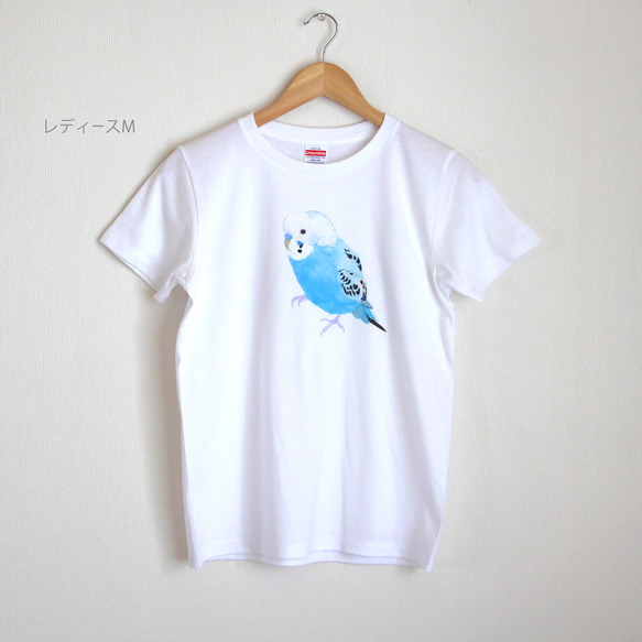 p-jet　セキセイインコ（ブルー）  Tシャツ　 / 鳥 インコ　青い鳥 2枚目の画像