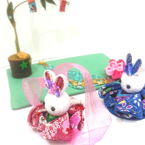 七夕 織姫彦星 ちりめん細工 笹飾り つまみ細工 その他インテリア雑貨