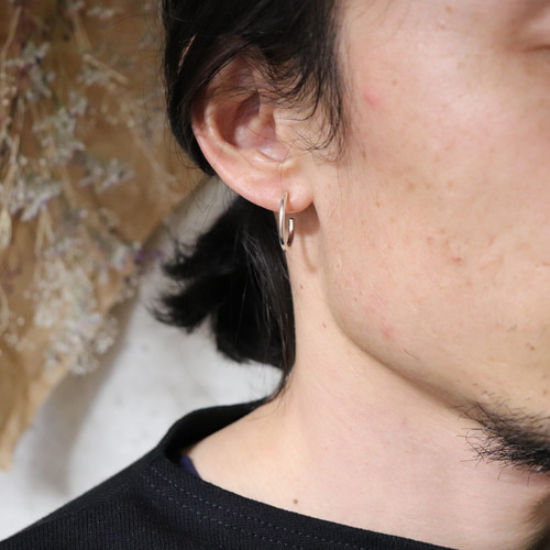 2.0M×silver×両耳用 】フープピアス/ユニセックスピアス/メンズピアス