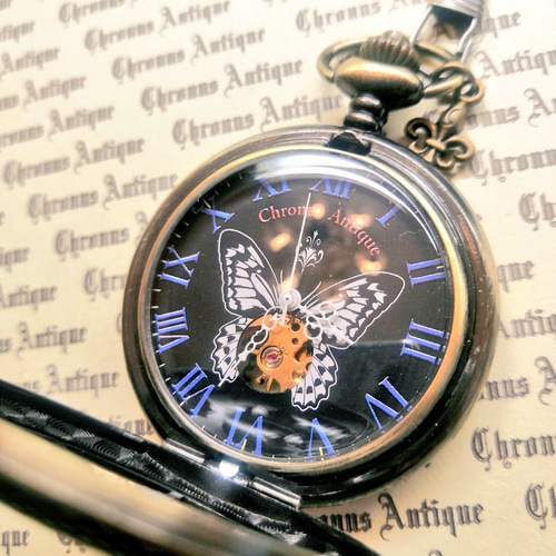 完売御礼】No.118 手巻き式懐中時計（蝶＆金古美翼） 腕時計 クロノス