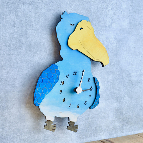 ハシビロコウ＊ブルーと悠々自適に過ごせる レギュラーサイズ 時計