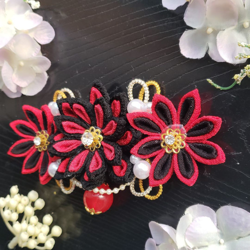 つまみ細工　帯留め　帯飾り　七五三　成人式　花魁　着物　振り袖　金　パール つまみ細工 帯留め 帯飾り 七五三 成人式 金 花魁 振り袖 着物