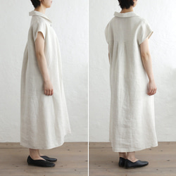 亞麻披肩領連衣裙寬鬆 A 字型 OP06。 第5張的照片