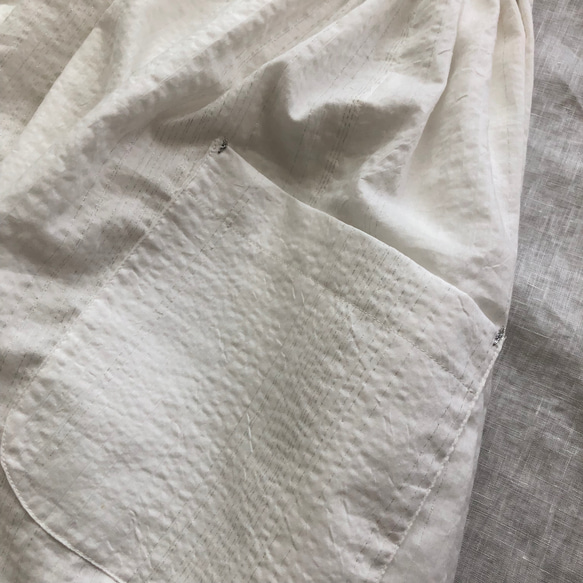 コットンボイルワッシャー　ホワイトスカート　マキシ　総丈89 白　裏地付き　シルバーラメ 9枚目の画像