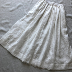 リネン　ホワイトスカート　マキシ　総丈89 白　裏地付き 1枚目の画像