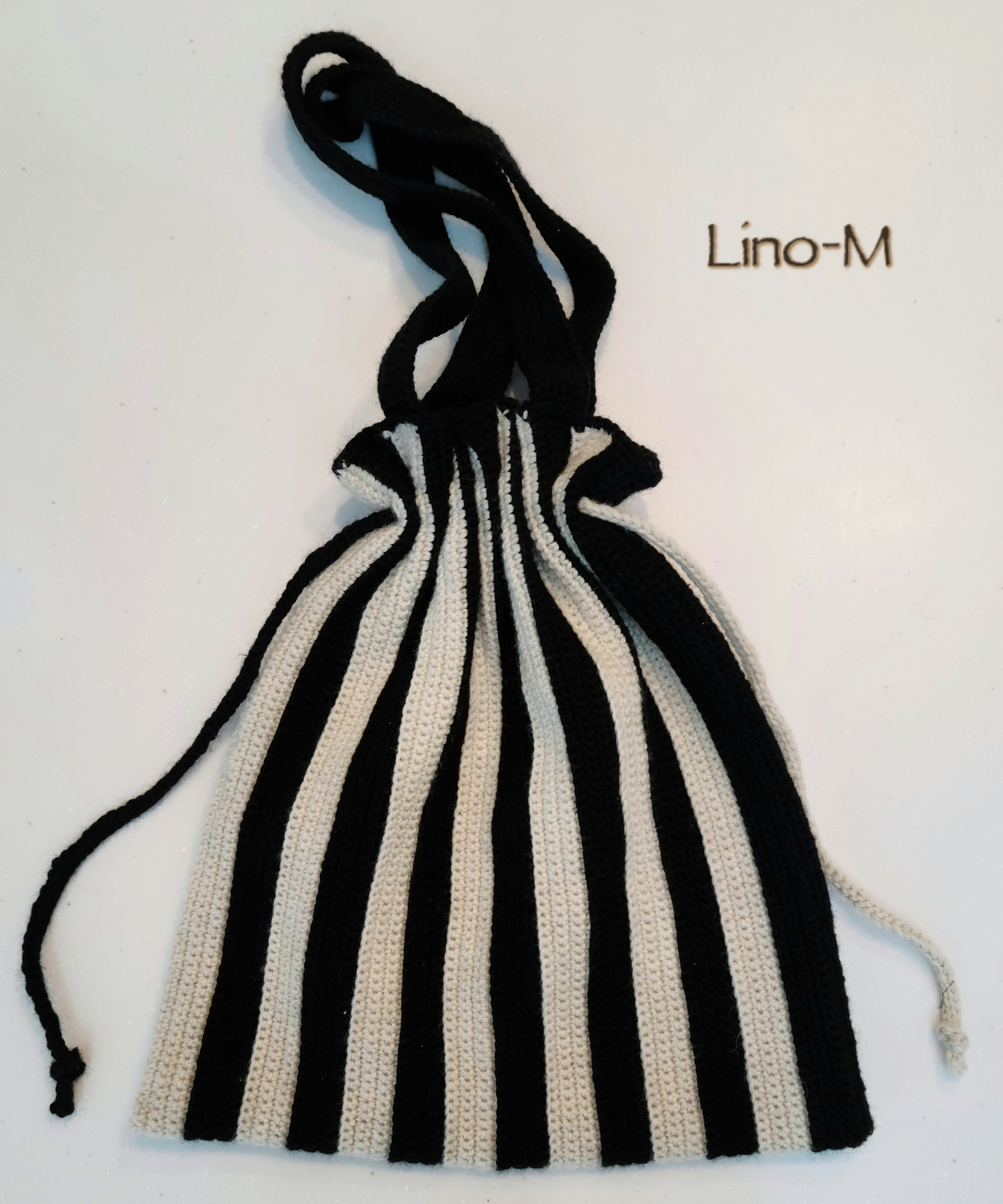 【1点のみ】ボーダープリーツニット巾着バッグ 【1点のみ】ボーダープリーツニット巾着バッグ