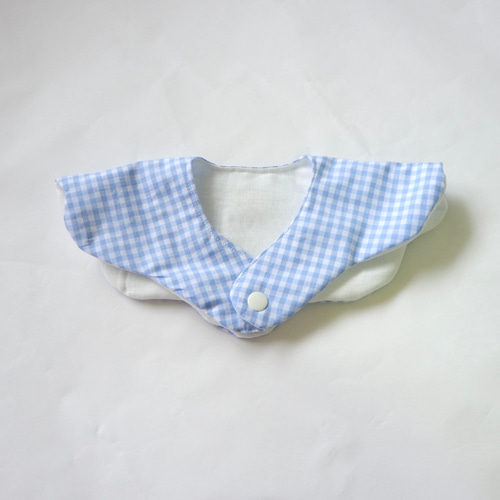 ☆ミント刺繍×モカギンガムチェック☆ ハンドメイド リバーシブル