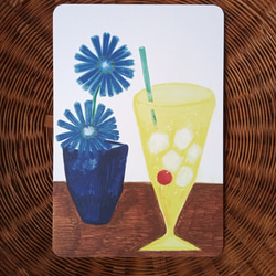 ポストカード 角丸「純喫茶のレモンスカッシュとチコリの花」 2枚目の画像
