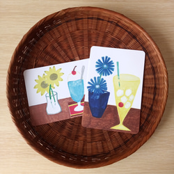 ポストカード 角丸「純喫茶のレモンスカッシュとチコリの花」 4枚目の画像