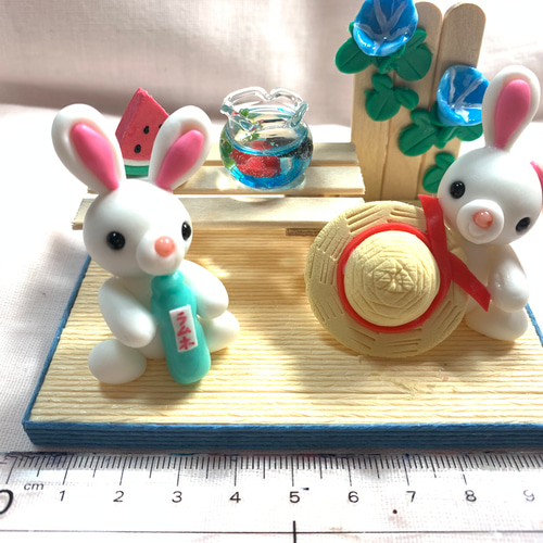 ☆うさぎちゃんの夏(受注生産) 樹脂粘土 置物 その他置物 おり姫