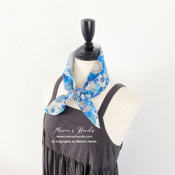 時尚 Liberty 向日葵藍色薄款 100% 棉夏季冰袋冬季保暖頸部涼爽圍巾 第3張的照片