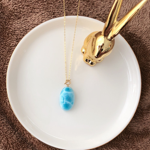 天然無処理 ラリマー ペンダントトップ k18 No760 ネックレス  