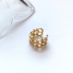 高品質イヤーカフ　ジルコニア　２連　ゴールド      片耳用1点♪ 2枚目の画像