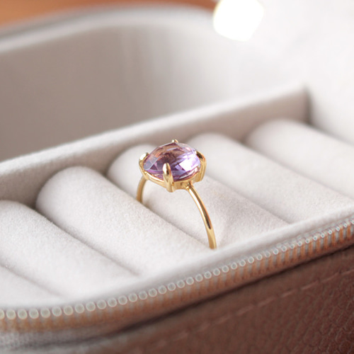 紫陽花のリング 宝石質アメジスト スクエアクッションカット 指輪 