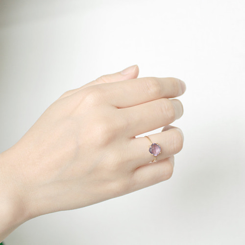 紫陽花のリング 宝石質アメジスト スクエアクッションカット 指輪