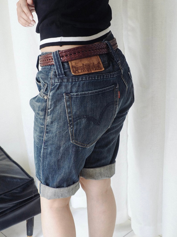 levis W30 深海藍綠青澀日札 男丹寧牛仔短 褲自改古著 vintage 第8張的照片