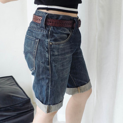 levis W30 深海藍綠青澀日札 男丹寧牛仔短 褲自改古著 vintage 第9張的照片