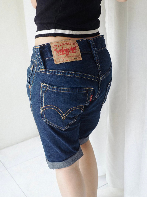 levis 901 / W30 暗夜深藍 男丹寧牛仔短褲 自改古著 vintage 第8張的照片