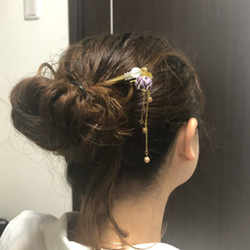 加賀ゆびぬき　かんざし風ヘアクリップ3　ピンク 6枚目の画像