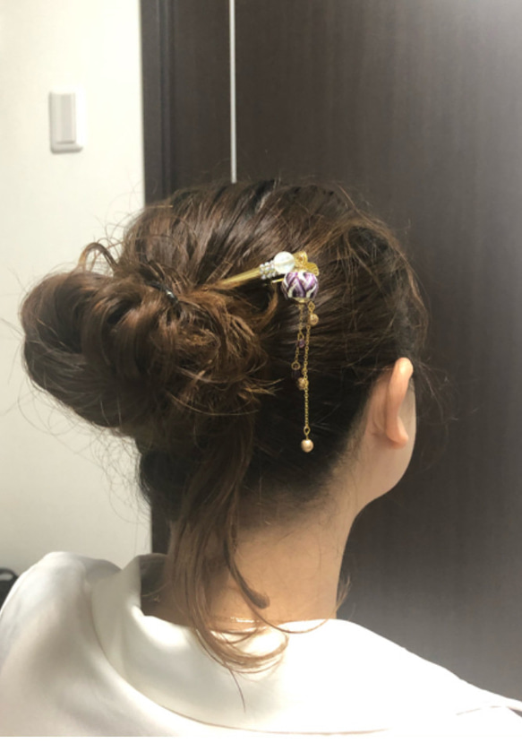 加賀ゆびぬき　かんざし風ヘアクリップ3　ピンク 6枚目の画像