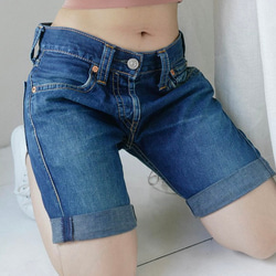 levis 901 / W31 藍海洋刷色 男丹寧牛仔短褲 自改古著 vintage 第6張的照片