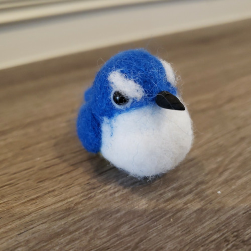 羊毛フェルト 置物 幸せの青い鳥 ルリビタキ f00052 羊毛フェルト
