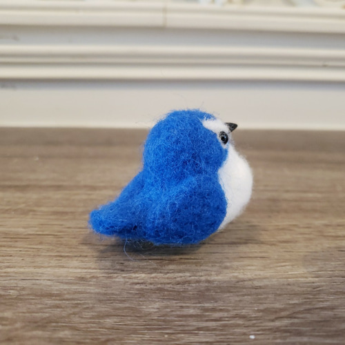 羊毛フェルト 置物 幸せの青い鳥 ルリビタキ f00052 羊毛フェルト